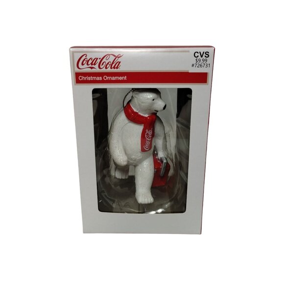Coca Cola Polar Bear Mascot Coke 3 in Christmas Tree Ornament Holiday Kurt Adler - Picture 1 of 8